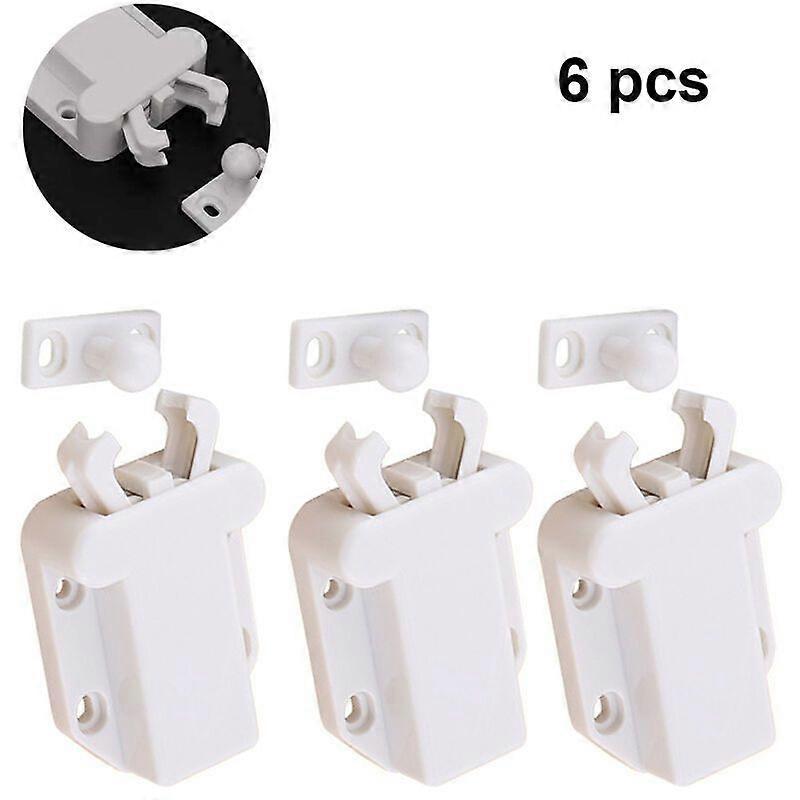 6 pieces push catch catch spring catch with screws, door latch with touch unlocking for kitchen cabinet doors cabinets home furniture holding lock, wh