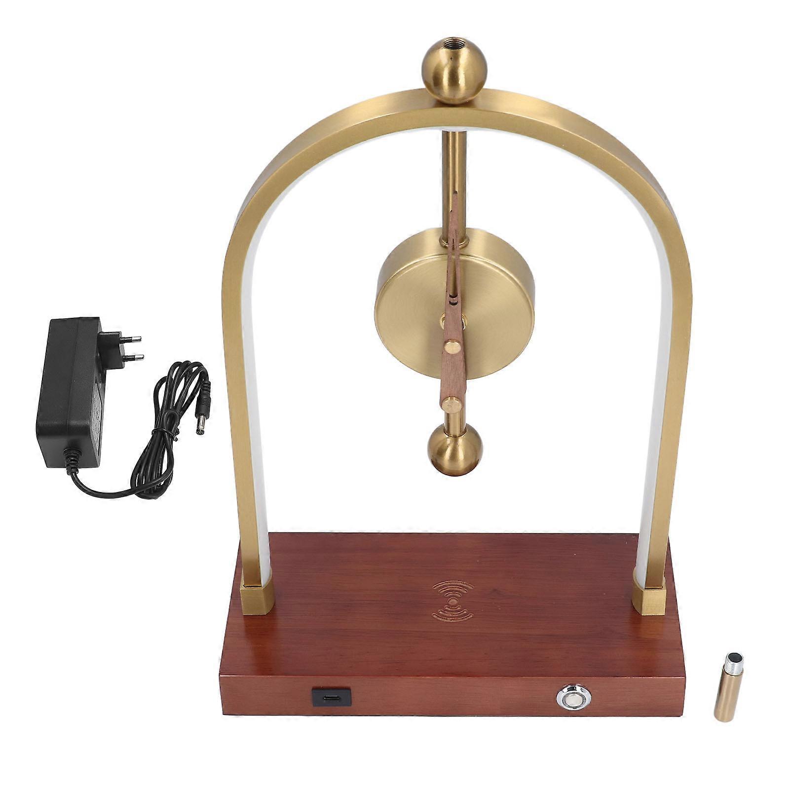 LED Desk Lamp Silent Clock with Wireless Charger Modern Adjustable Lighting for Bedroom Study