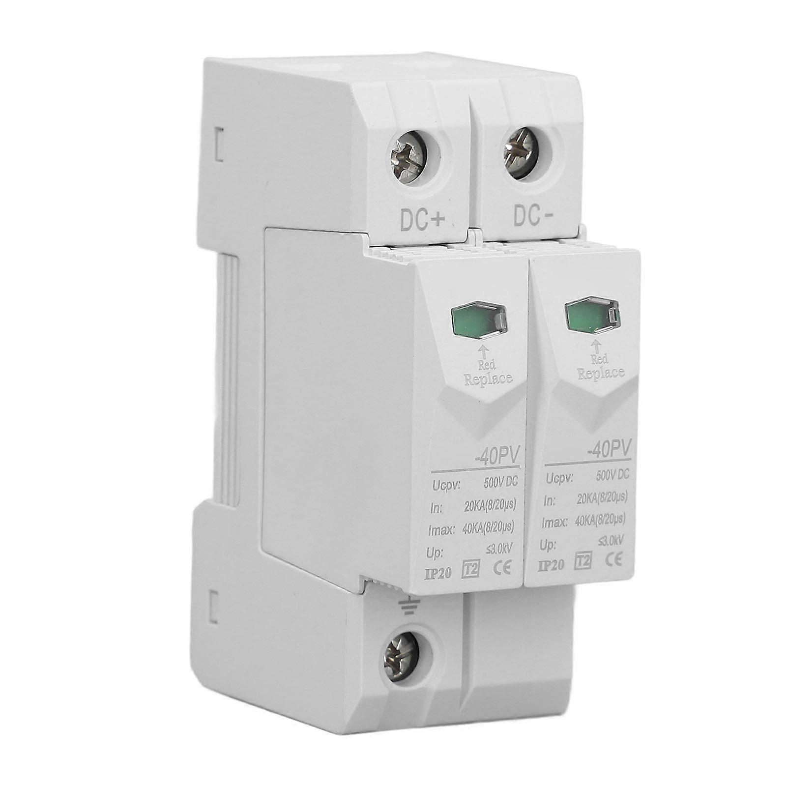 PV Surge Protecting Device 2P DC 500V 40KA 35mm DIN Rail Mount Protector CHLT‑40PV