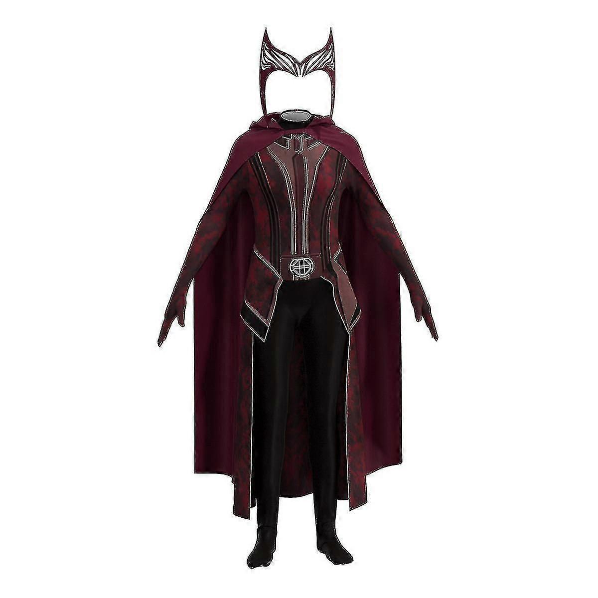 Marvel Wanda Fantasy Red Cos Costume Print Scarlet Cloak + Cloak + Headdress-r