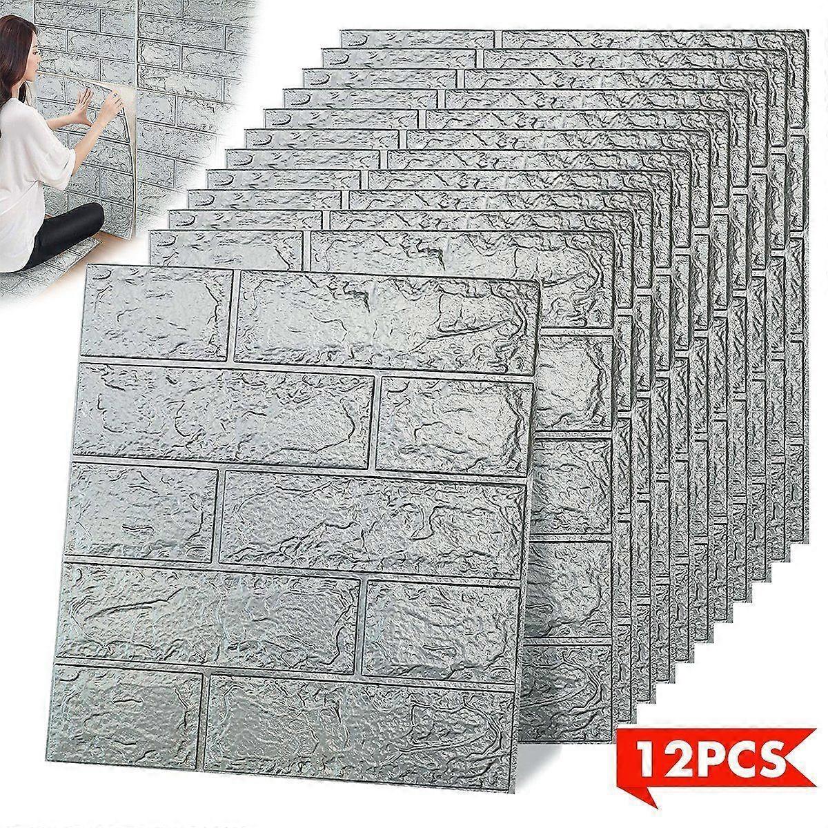 12PCS self-adhesive three-dimensional wall sticker wallpaper waterproof decor design