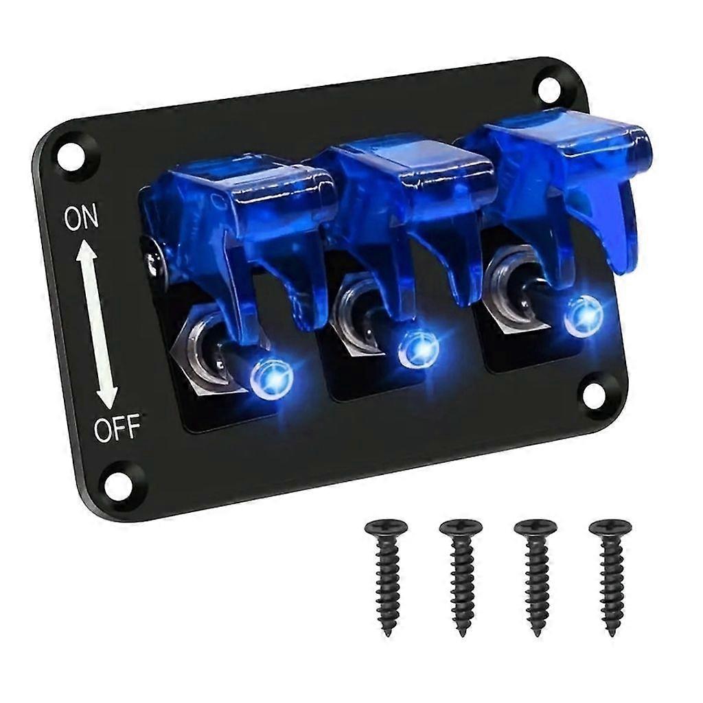 Panneau de commutation à 3 gangs Panneau de commutation éclairé LED Système de relais électroniques universel pour camion ATV UTV 12 / 24V