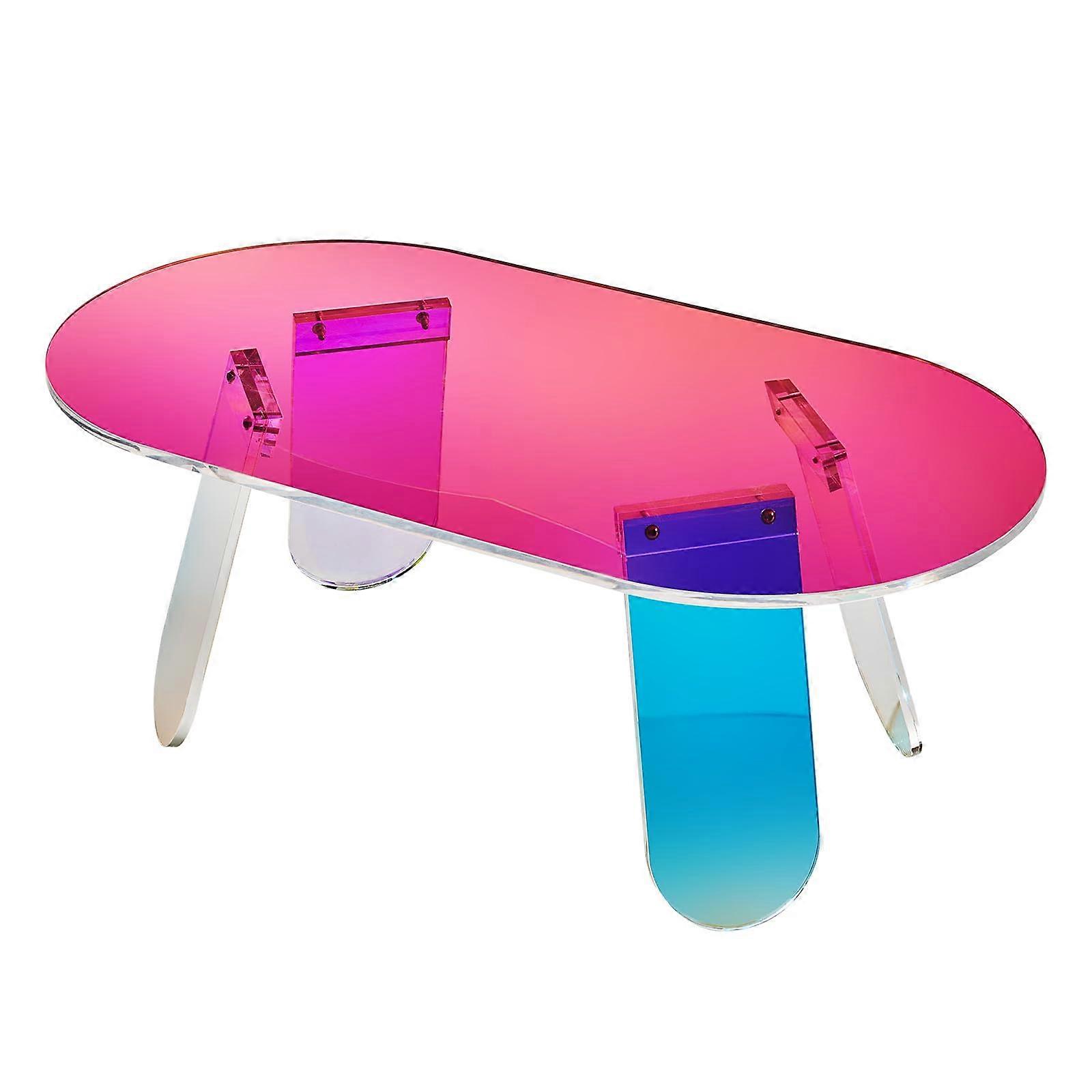 Acrylic Coffee Table, Iridescent Acrylic End Table, Colorful Acrylic Side Table 37.4 in (L) x 19.7 in (W)