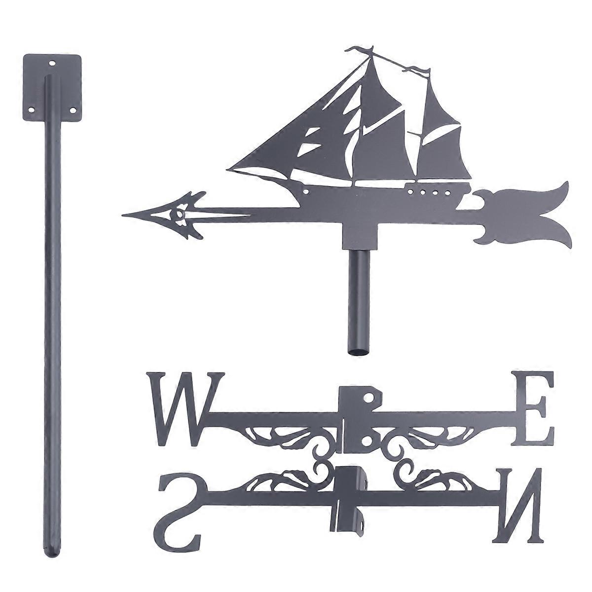 Sailboat Weather Vane - Retro Sailboat Weathervane Silhouette, Decorative Wind Direction Indicator f