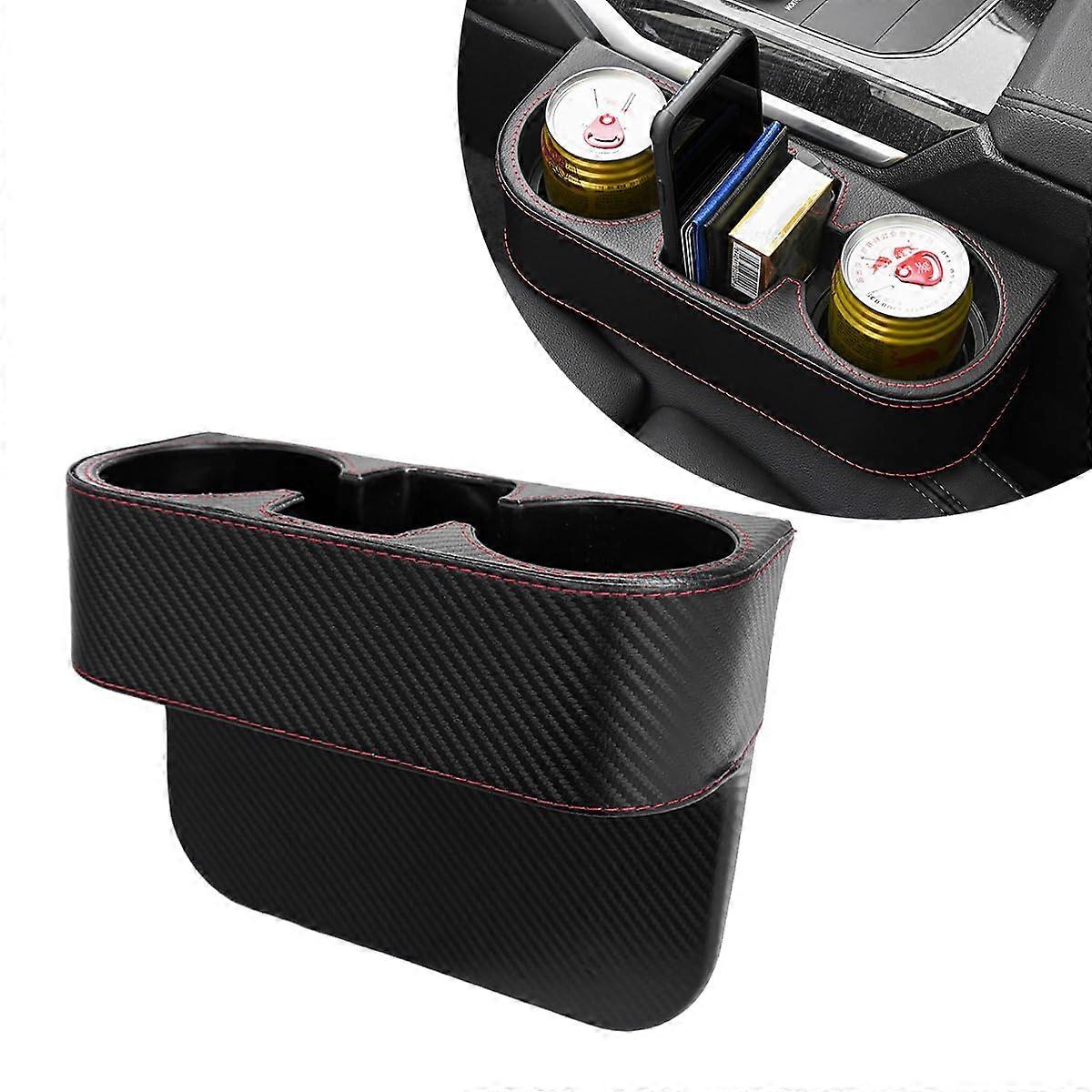 Car Cup Holder Gap Filler Organizer Leather Storage Box for Auto Front Console, Universal Size, Multifunctional Design