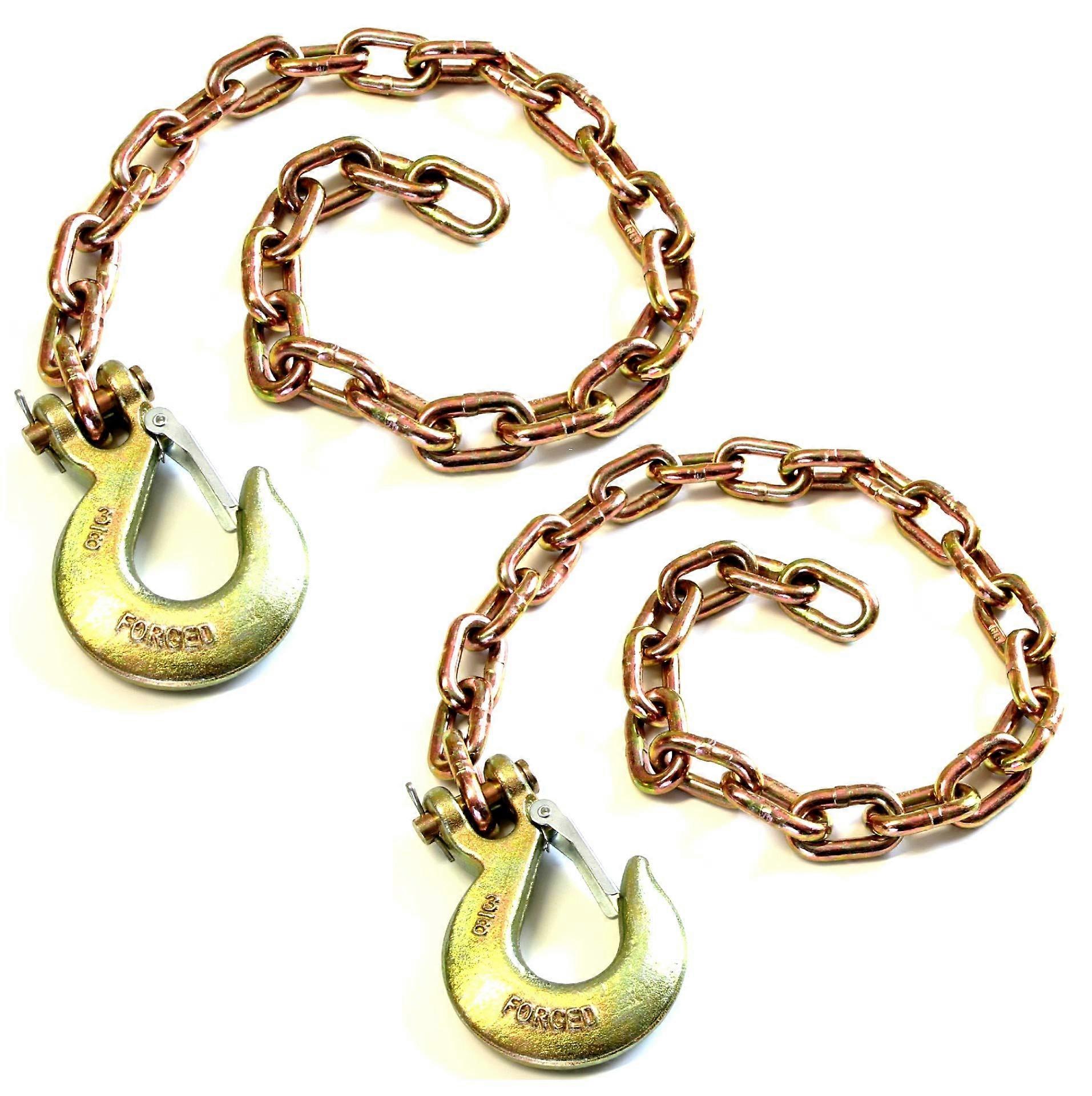 (Pack of 2) 3/8' x 35' Grade 70 Safety Tow Cha with 3/8' Forged Safety Hook