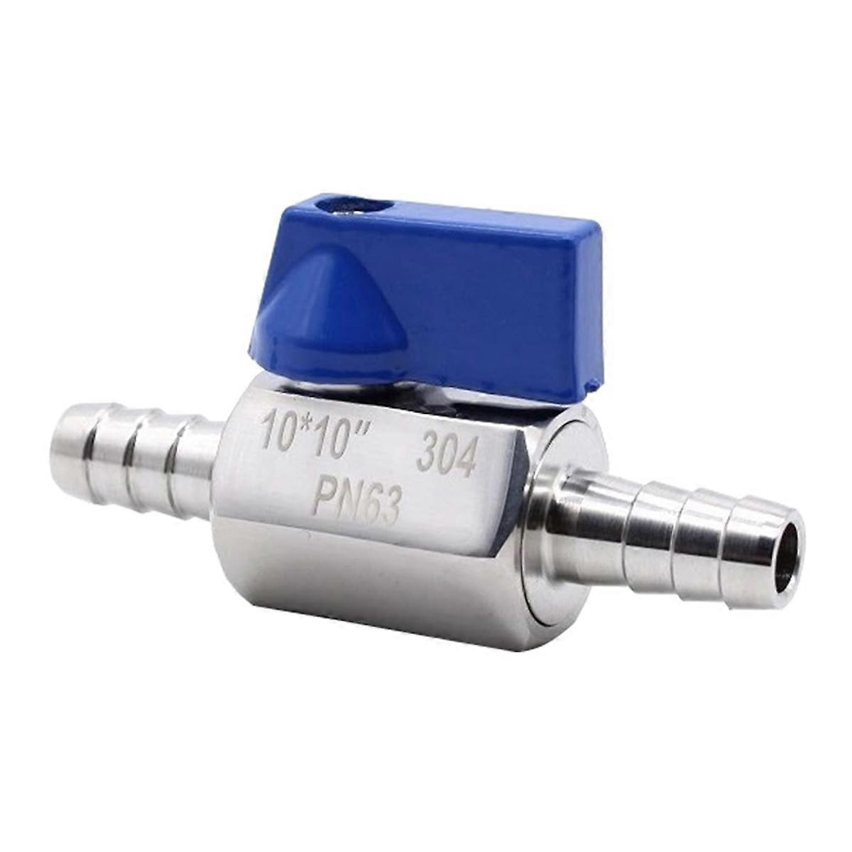 304 Stainless-Steel Ball Valve, 10 mm Barb Shut-Off Valve, Pagoda Joint Garden Tap for Water, Gas, O