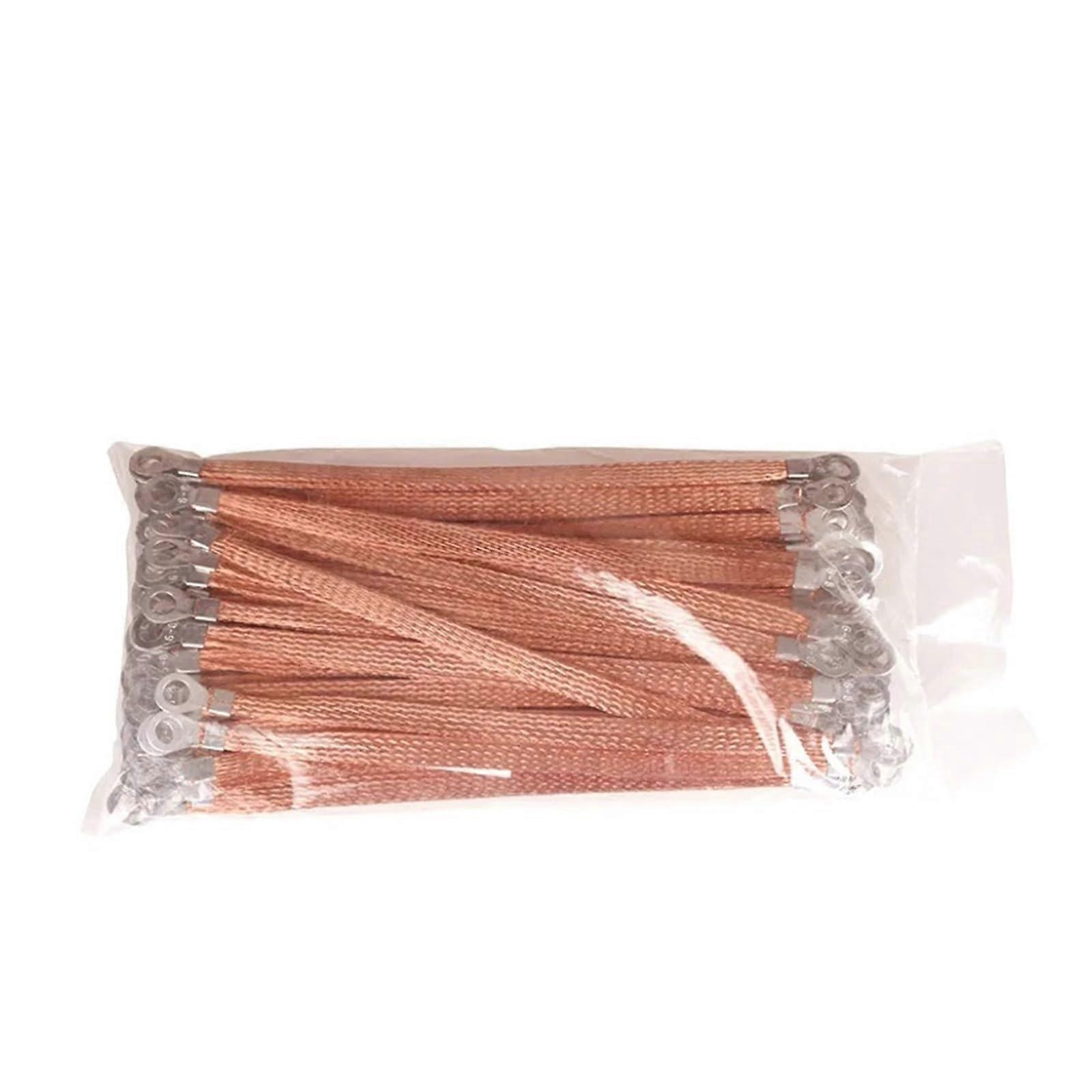 100PCS Copper Braid Jumper Cable Ground Wire 8mm Tin-Plated Copper Soft Connection Box 2.5 Square 200MM