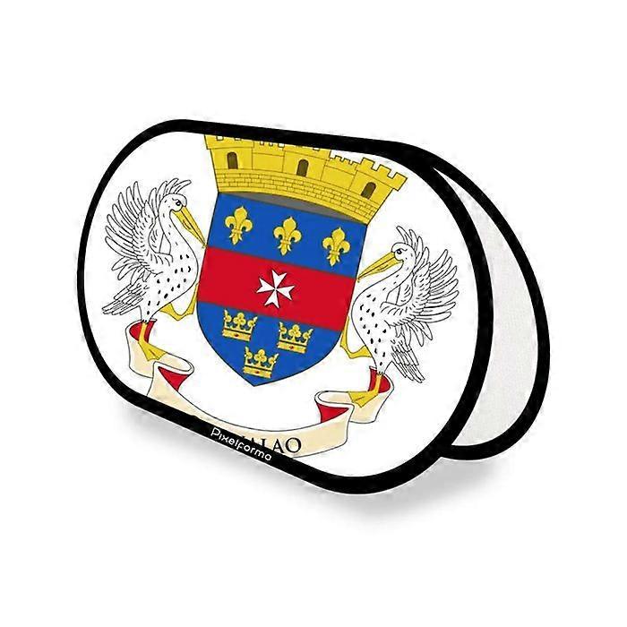 Oval Flag - Saint-Barthélemy - 70 x 120 cm - Polyester - Double-sided print - Foldable retractable