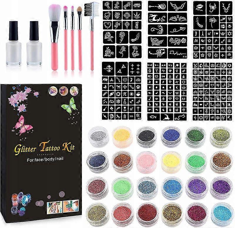 Large Tattoo Set Templates Glitter Tattoos