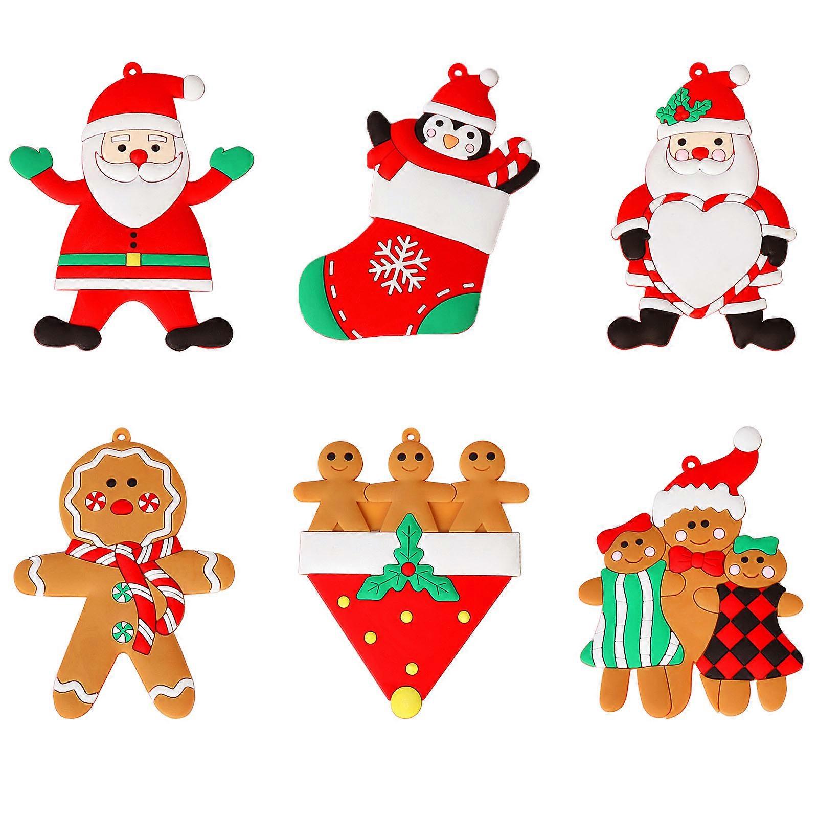 6Pieces Christmas Gingerbread Ornament for Tree Ginger Man with Strings Figurine Tree Hanging Xmas Pendant Multicolor Multicolor