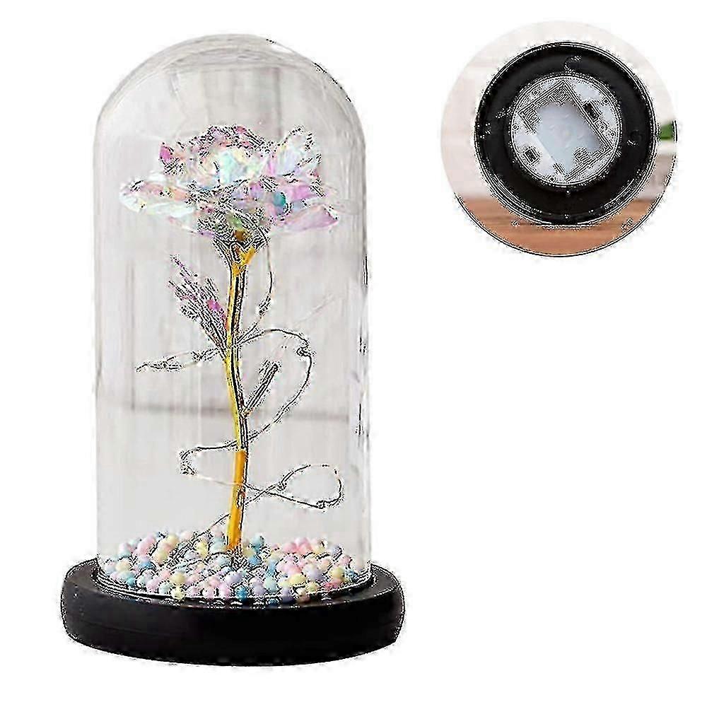 Artificial Flower Rose Gift,led Light String On The Colorful Flower