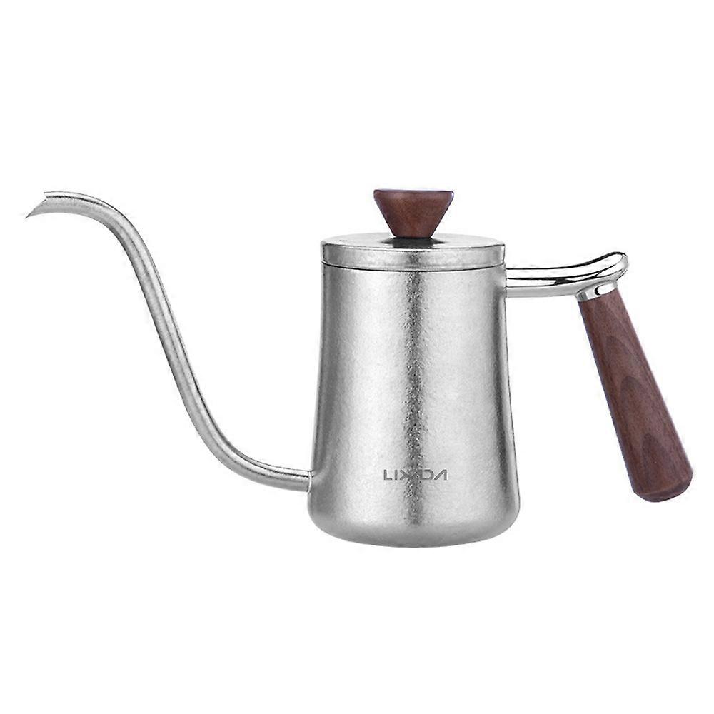 Titanium Coffee Dripper Pot Pour Over Kettle Durable Lightweight Material Gooseneck Design Precise Control Wooden Handle 600ml Capacity For Manual Bre