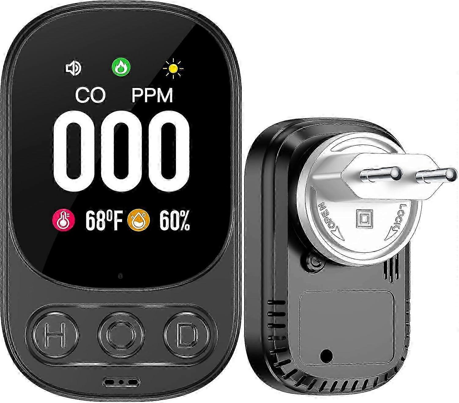 Portable CO Detector for Travel with HD Screen & 85dB Alarm, 3-in-1 CO/T/Gift Box