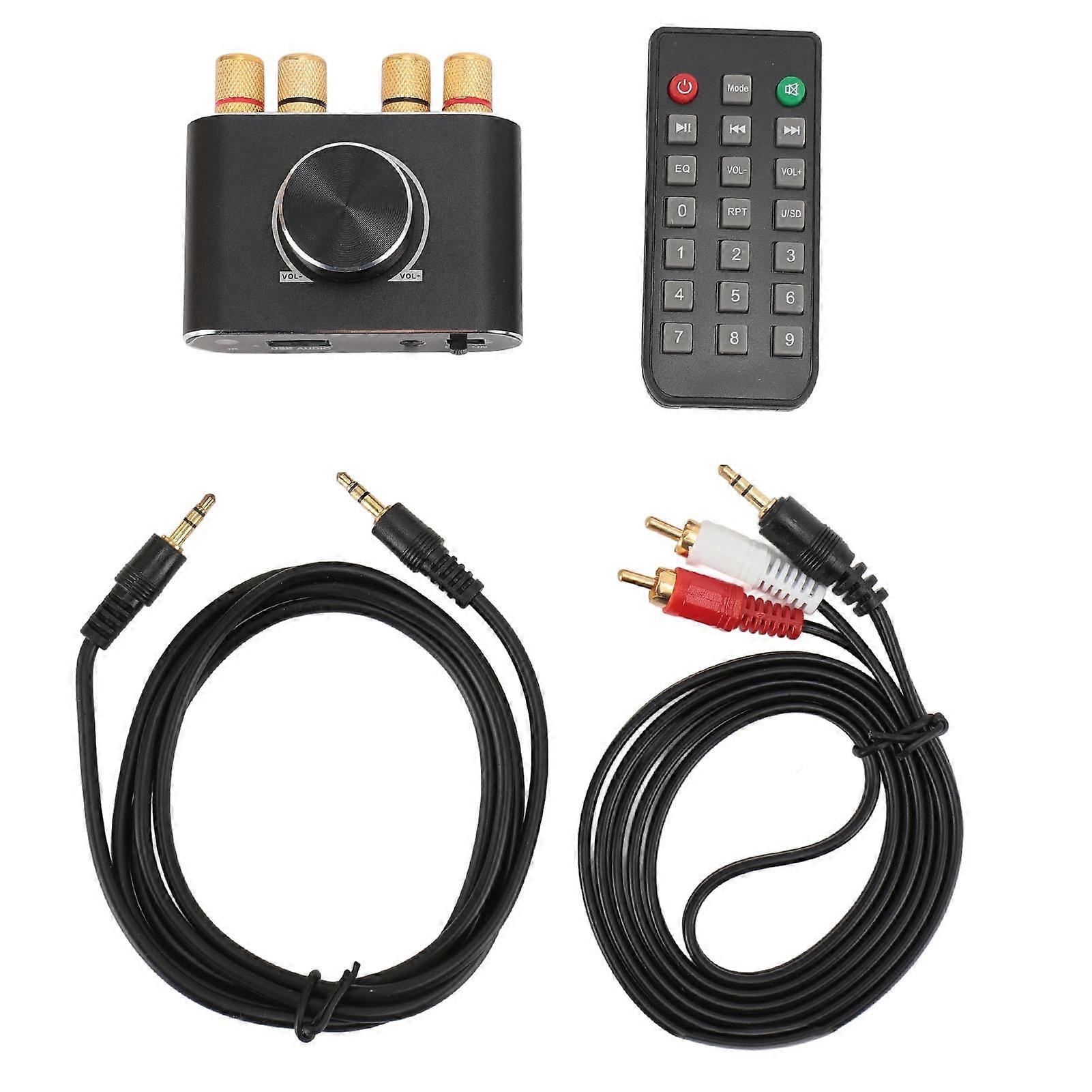 Bluetooth 5.1 Power Amplifier with Remote Control 20W 20W 12V Support BT AUX USB Dual Channel for Phones