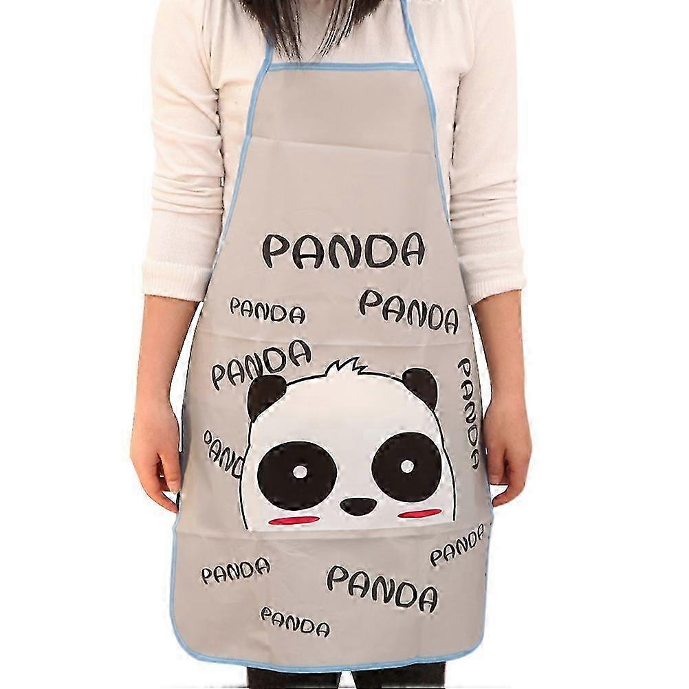 Patterned Waterproof Apron Shoulder Strap Apron Grease-proof Loose Cooking Apron Panda