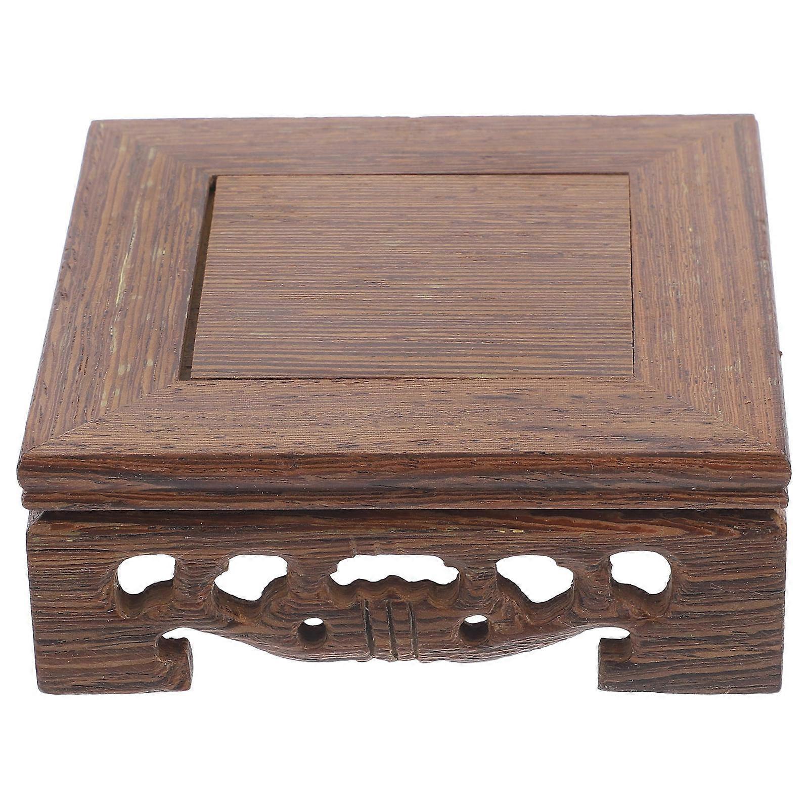 Square Solid Wood Plant Stand for Indoor Bonsai Display, Hand Polished Pedestal for Flower Pots and Ornaments with Smooth Edges, Ideal for Living