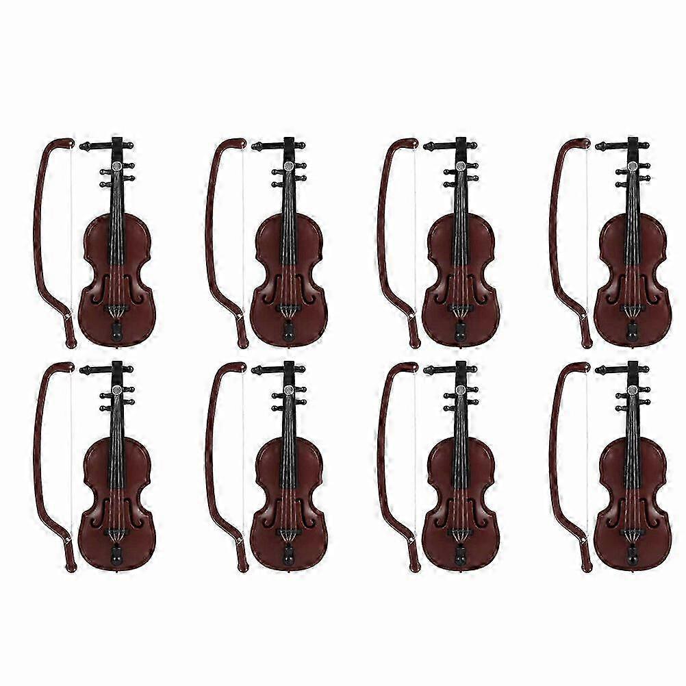8 Sets of Mini Violin Christmas Decorations for Desktop Instrument Display
