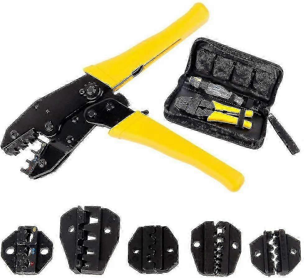 Cable Crimper - With 5 Interchangeable Jaws - Screwdriver - Crimping Tool Crimping Tool - Storage Case