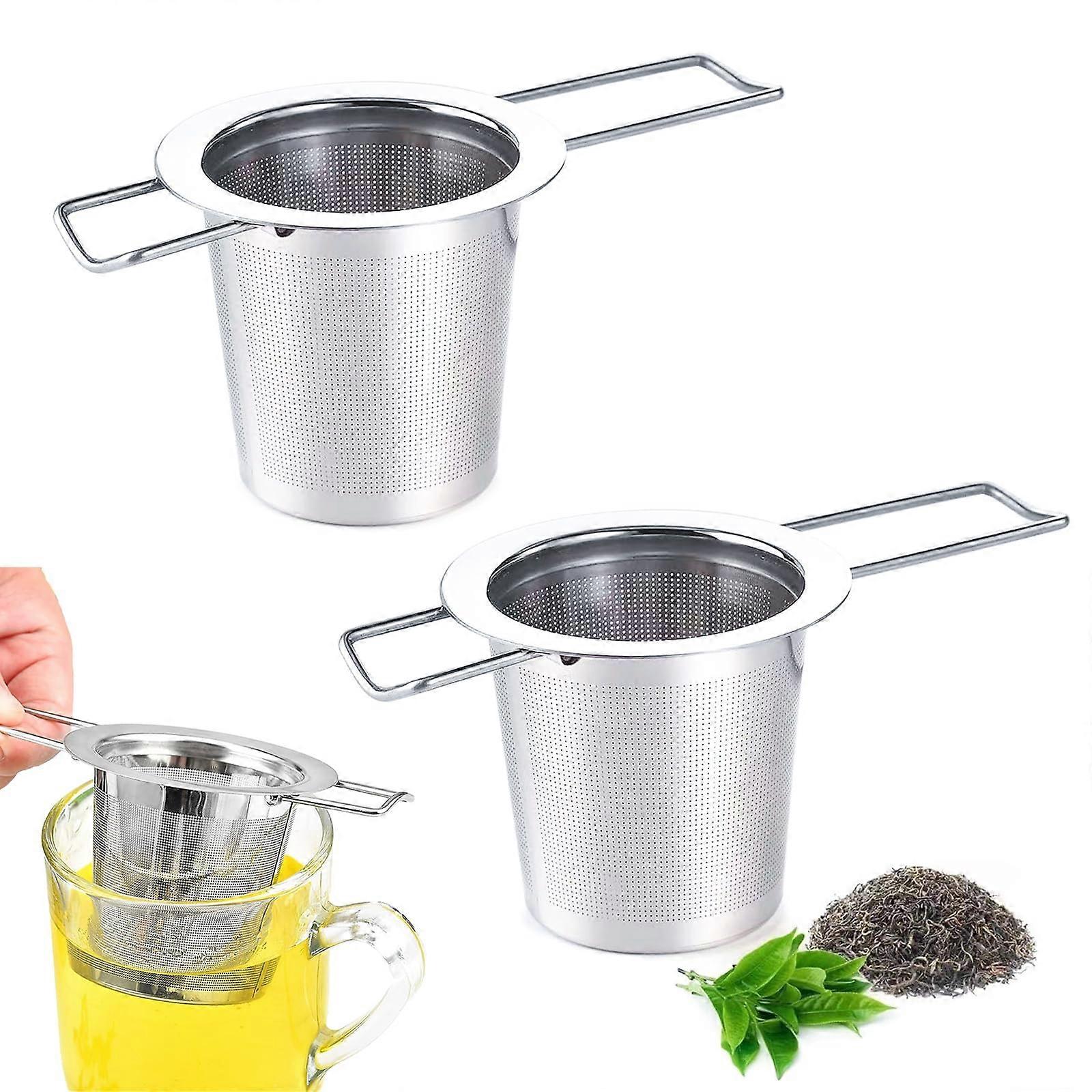 Tea Strainer Stainless Steel with Lid and Foldable Handles, Fine Mesh