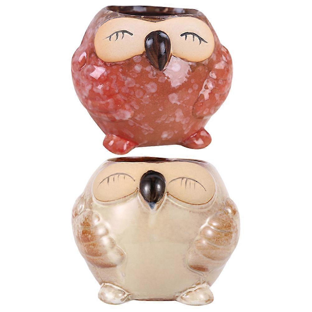Here's a polished and professional product description based on your input:
**2pcs Owl Ceramic Flower Pot – Cute Cartoon Design Succulent Plant