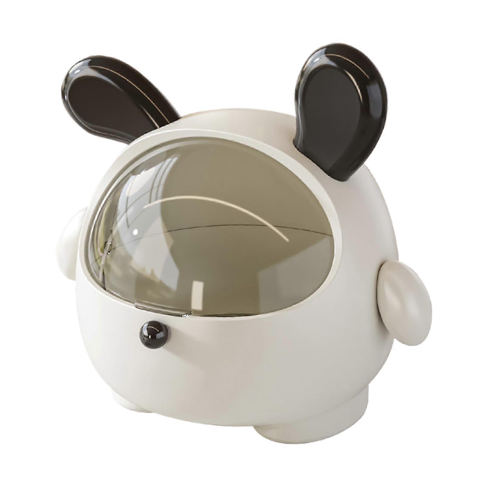 Desk trash can spacesaving cartoon animal trash can with lid, odorproof storage