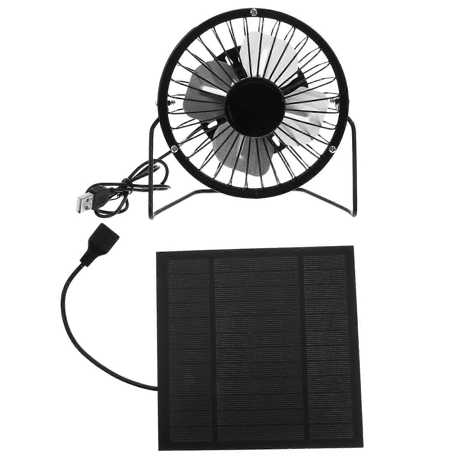 Portable Desktop Fan Solar Powered Usb For Rv Touring Car Camping Equipment 4 Inch Black 1 Set