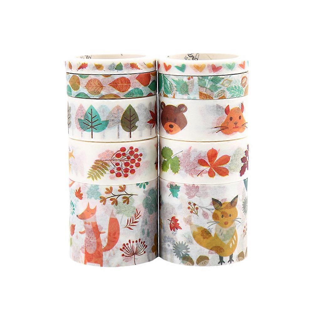 شريط لسكرابوكينغ واشي الشريط التعبئة والتغليف أشرطة زخرفية متنوعة اللون حجم 1 سهل التقشير 2 صناديق من 10 لفات