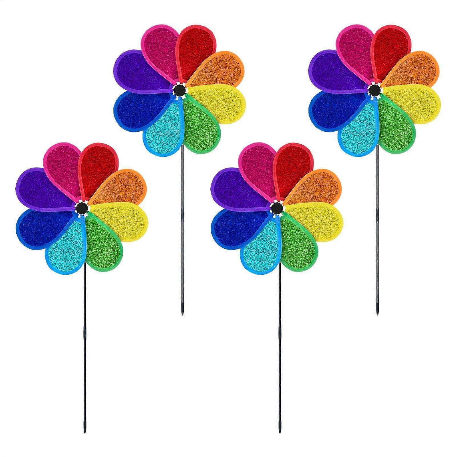 Garten-Spinner Windspinner Set of 4, Reflective Colorful Bird Repellent Garden Decorations for Outdoor Spaces