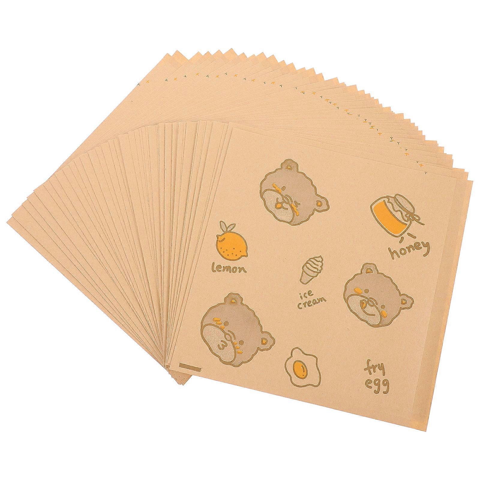 サンドイッチバッグ紙食品包装紙茶色の正方形の耐油包装家庭用50枚