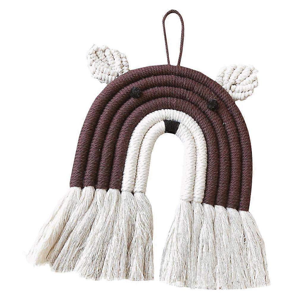 Bear Shape Wall Pendant Home Decor Nordic Style Brown Cotton Rope 1Pc