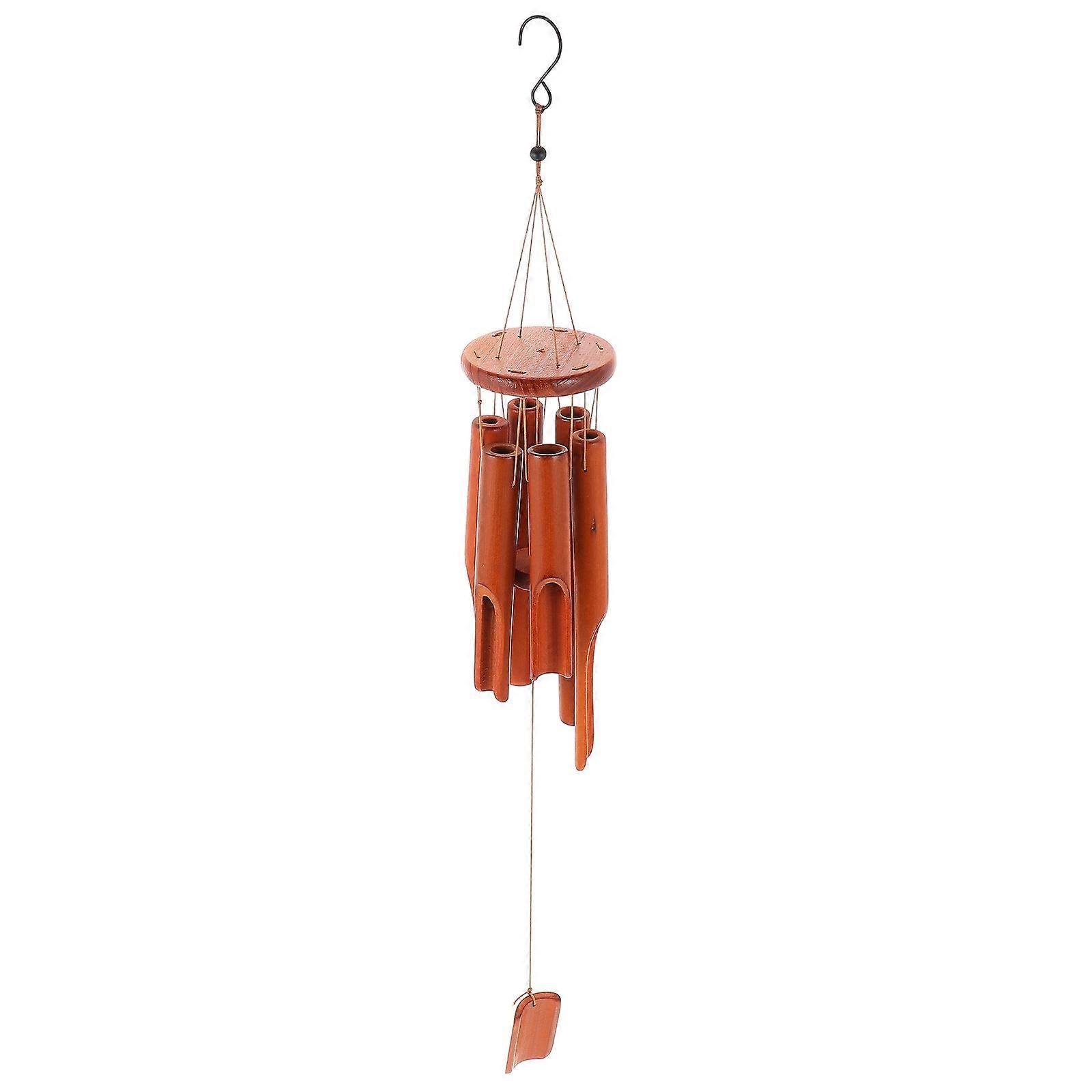 Yard Wind Chime Delicate Bamboo Wind Bell Chic Wood Wind Chimes Hanging Decoration for Shop Decor Synthetic Material 10x10x80cm 1Pcs