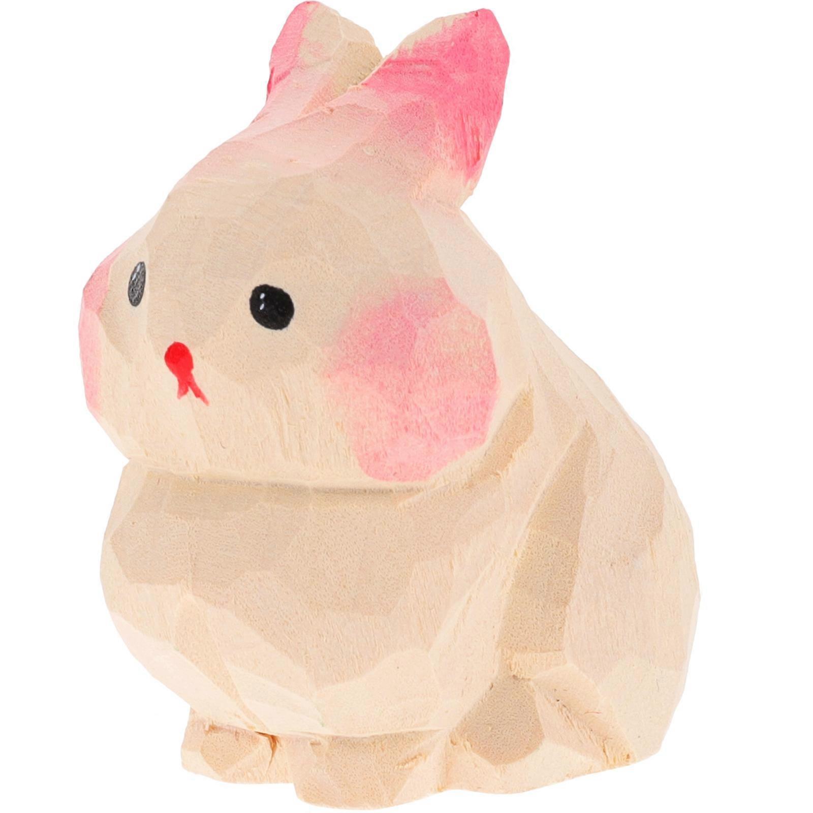 Creative Bunny Decor Rabbit Shape Wooden Ornament For Home Decoration Beige 4.3X3.7X2.5CM 1 Pair