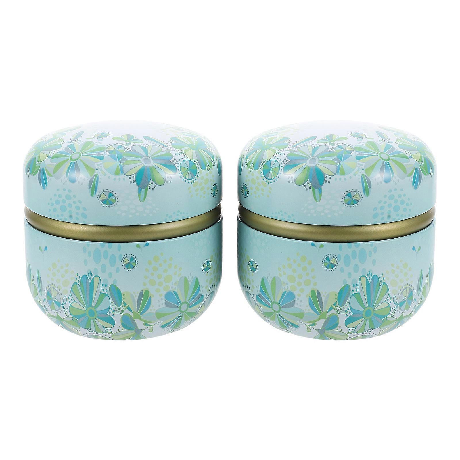 Delicate Tea Canister Storage Jars Square Tinplate Sealed Lid Home Decoration 2Pcs