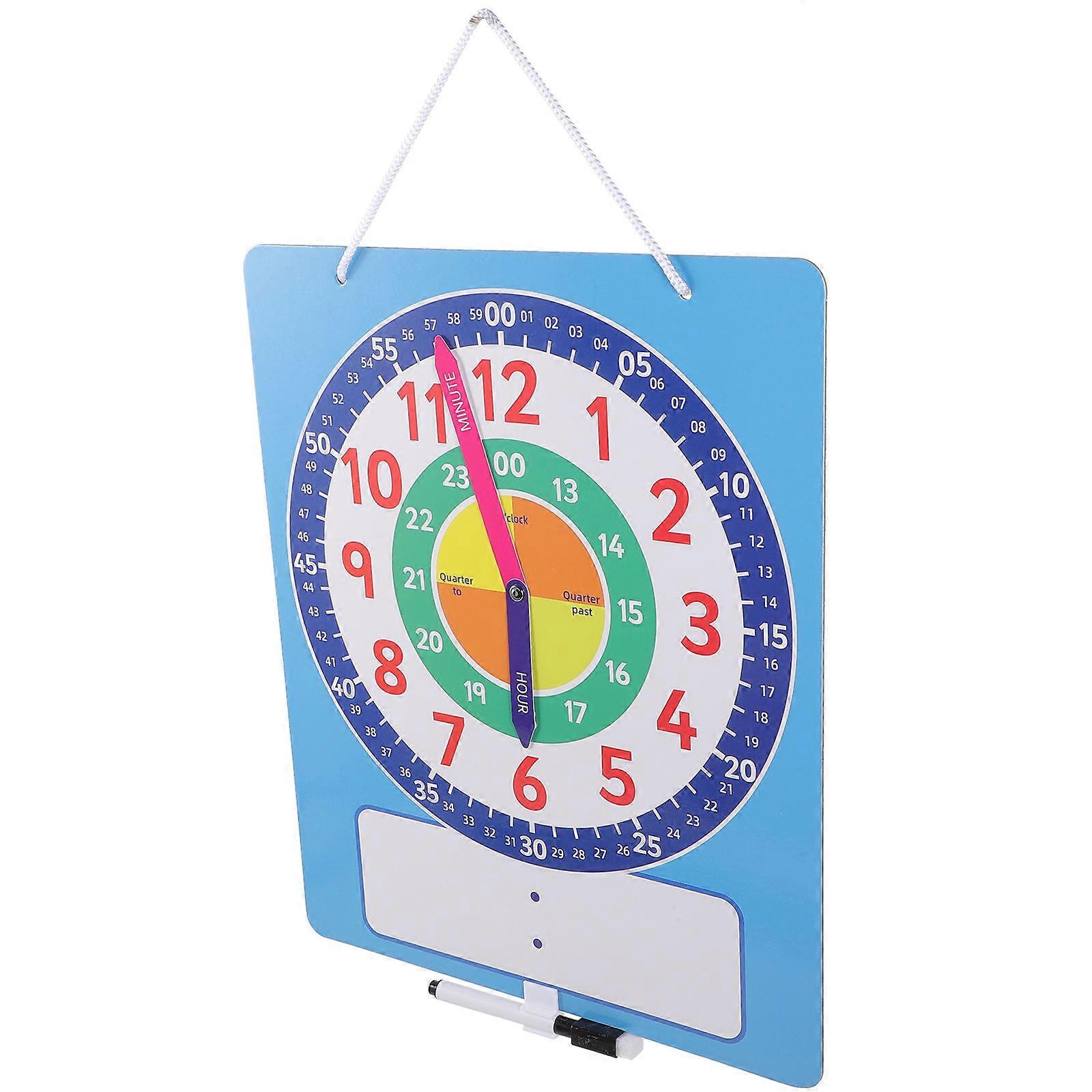 Children's Teaching Clocks Writable Dry Erase Learn Clock for Kids Educational Design Circular Clock 1 Set
