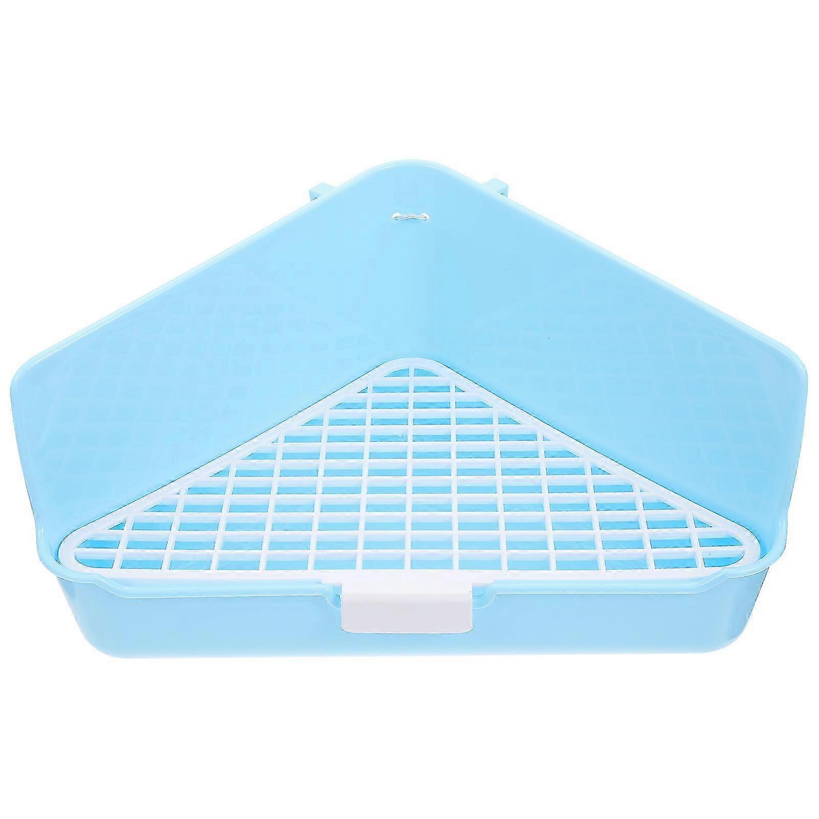 Rabbit Triangle Litter Box Corner Potty Trainer Plastic Sky-blue 36X22X18CM