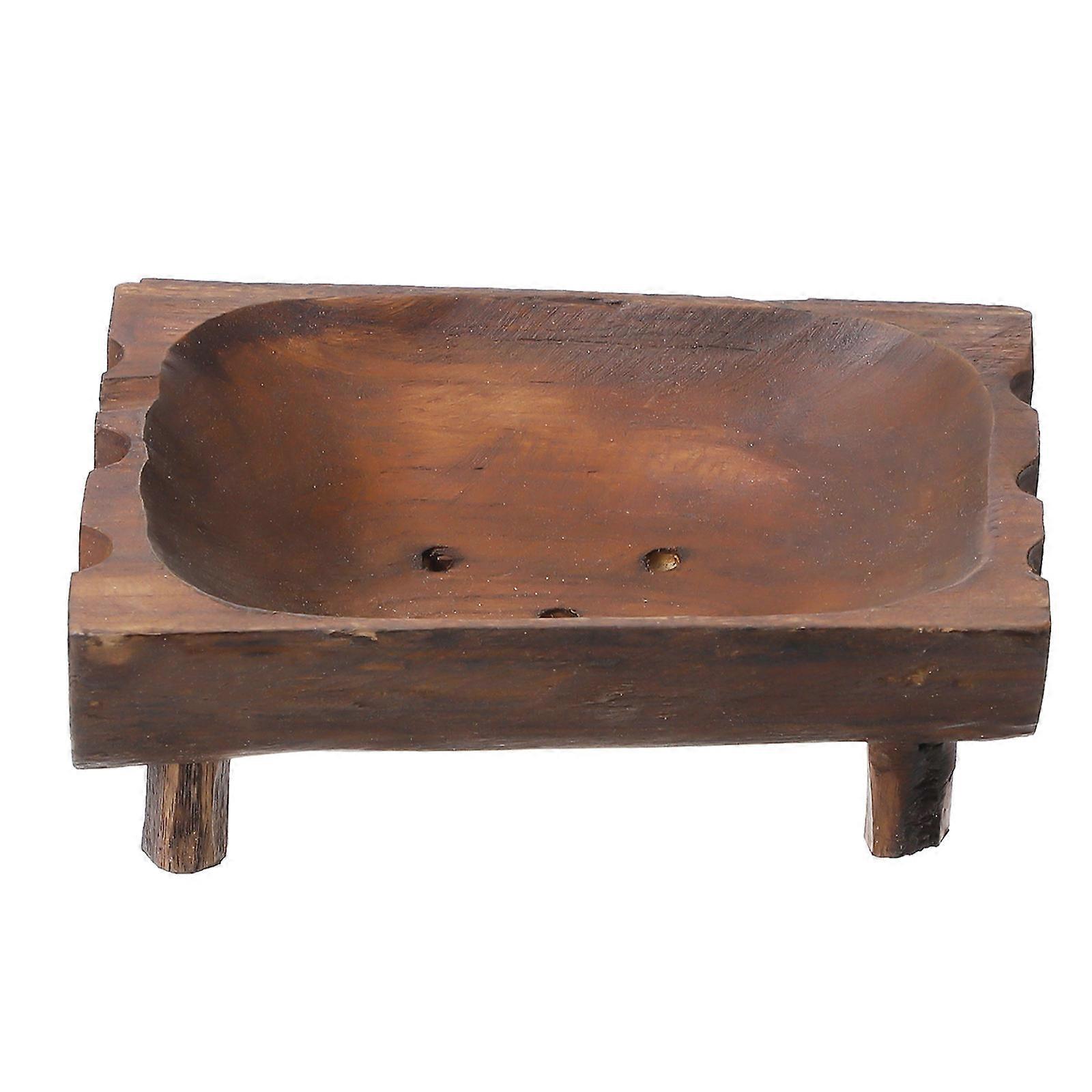 Rustic Wood Soap Dish Rectangular Home Bathroom Ventilation 1Pcs