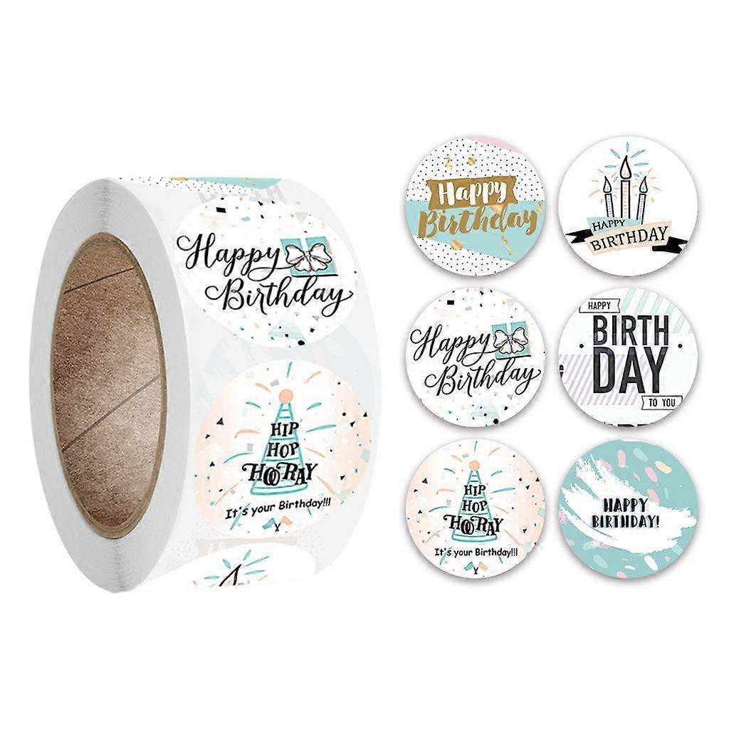 500 pieces/roll children cartoon happy birthday round stickers labels for scrapbooking cards envelopes party decor A180