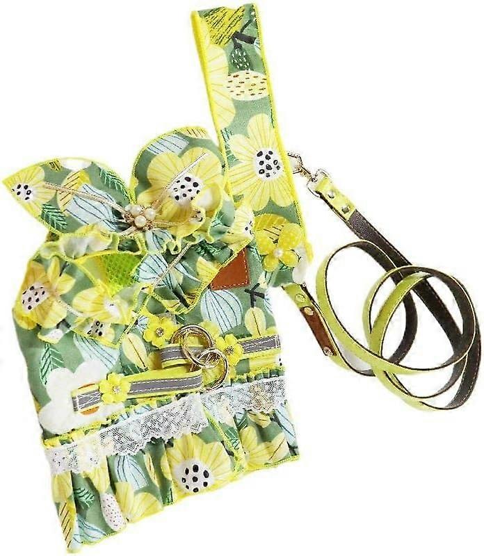 Floral Print Dog Harness Harness Set Designer Small Medium Harness Jacket Collar Leash