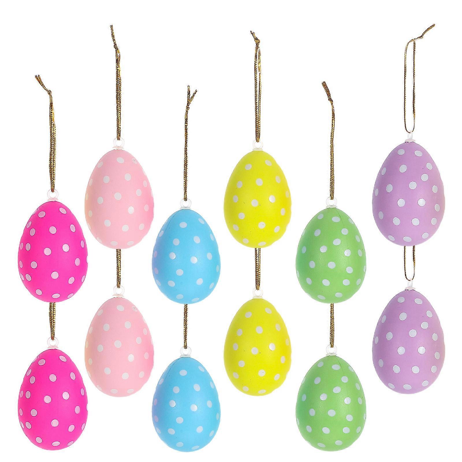 Diy Easter Egg Smooth Plastic Eggs Easter Parties Home Decor Assorted Color Festive Style 12Pcs