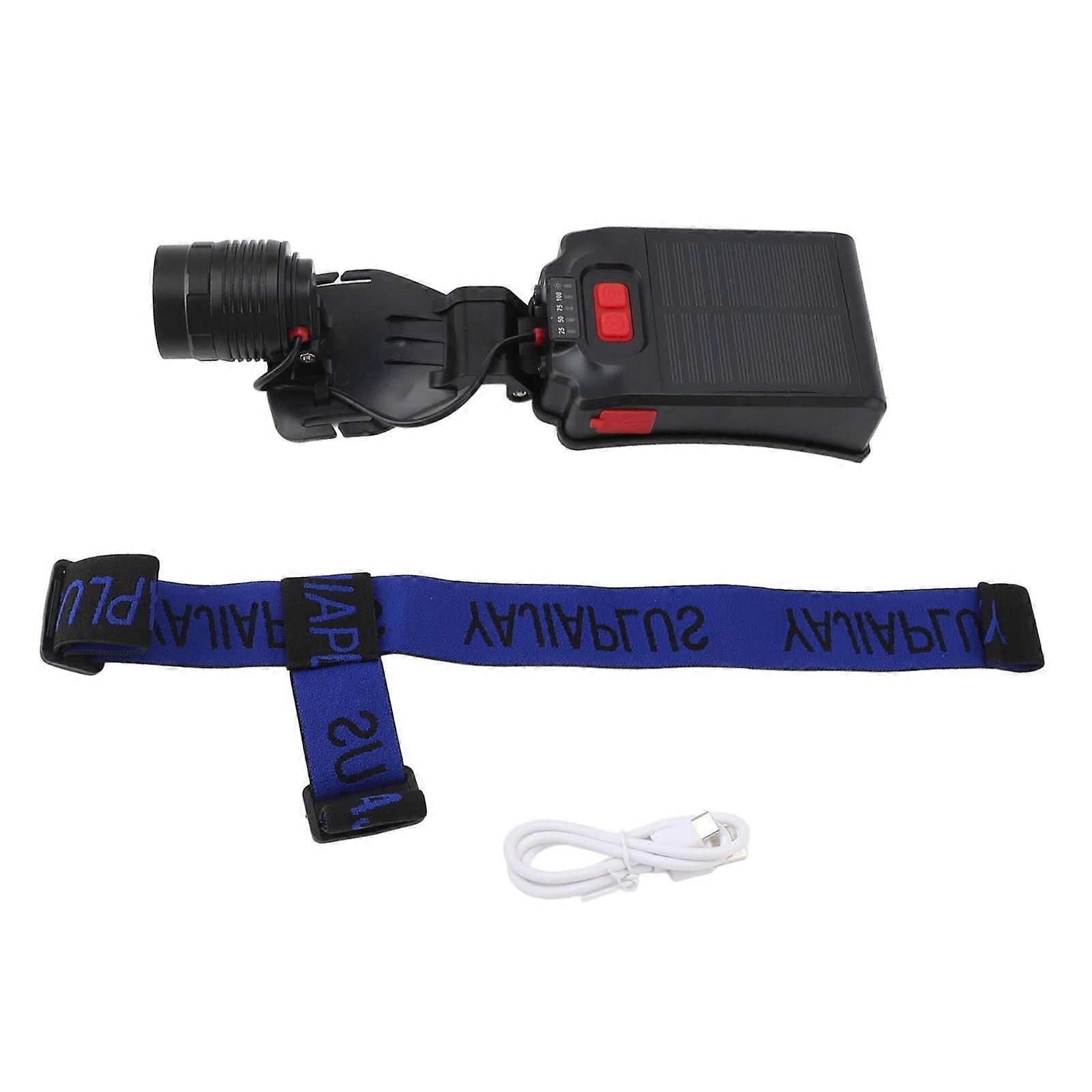 2700lm Solar Headlamp, IPX4 Waterproof, 3 Lighting Modes, Rechargeable, with Sensor and 90° Adjustable Base, for Outdoor Fishing