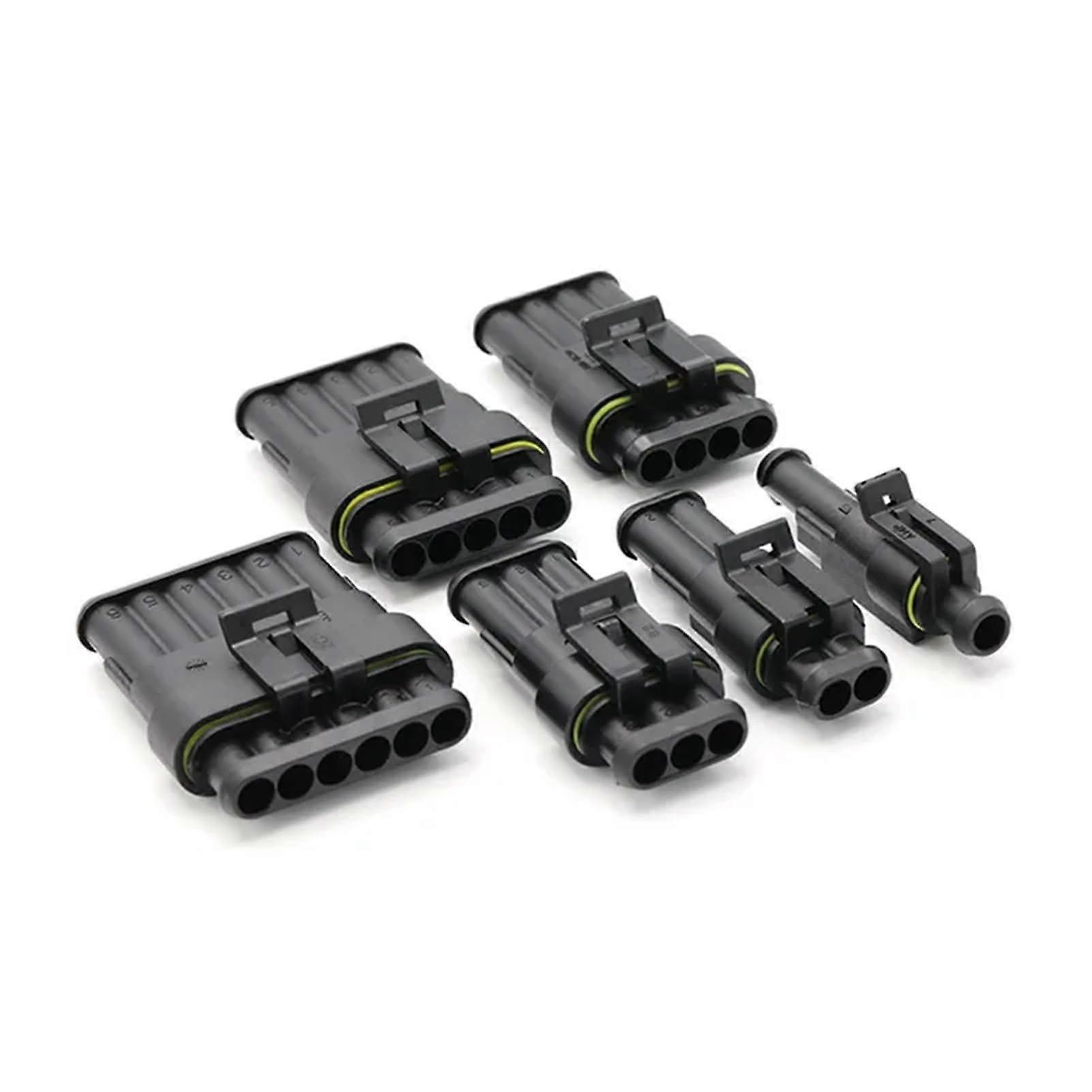 2pole waterproof automotive connector set, AMP 1.5 series, plug and socket, with terminals, one color