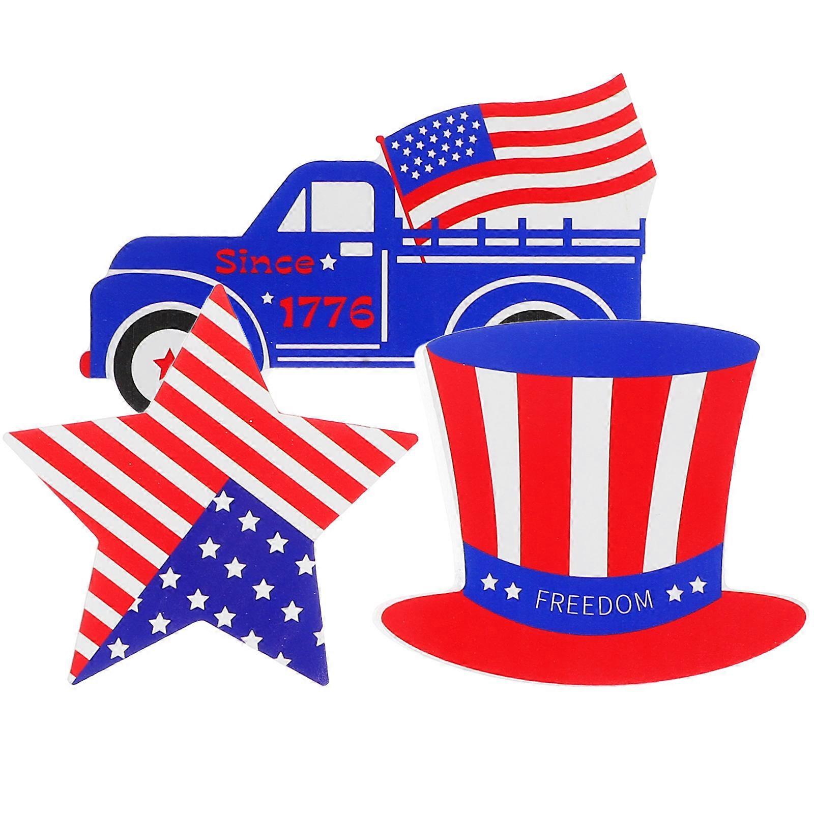 Independence Day Party Centerpieces Wooden Block Decoration Assorted Decor 3Pcs