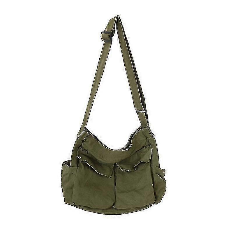Canvas Messenger Bag Large Crossbody With Multiple Pockets
