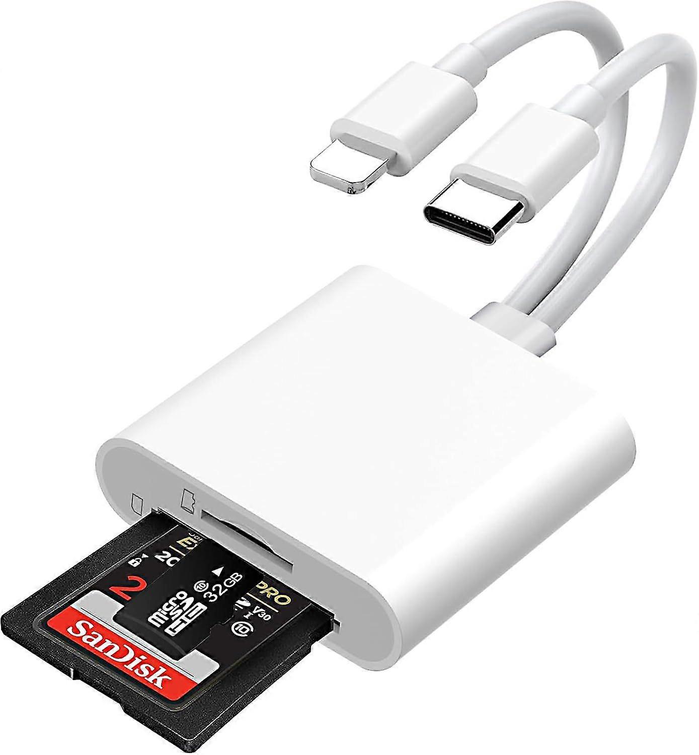 SD-kaartlezer voor iPhone, iPad, USB C, SD-kaartlezer met MicroSD/SD Dual Slot, Type C OTG-adapter, Camera Card Viewer, Geheugenkaartlezer, SD-kaart Rea