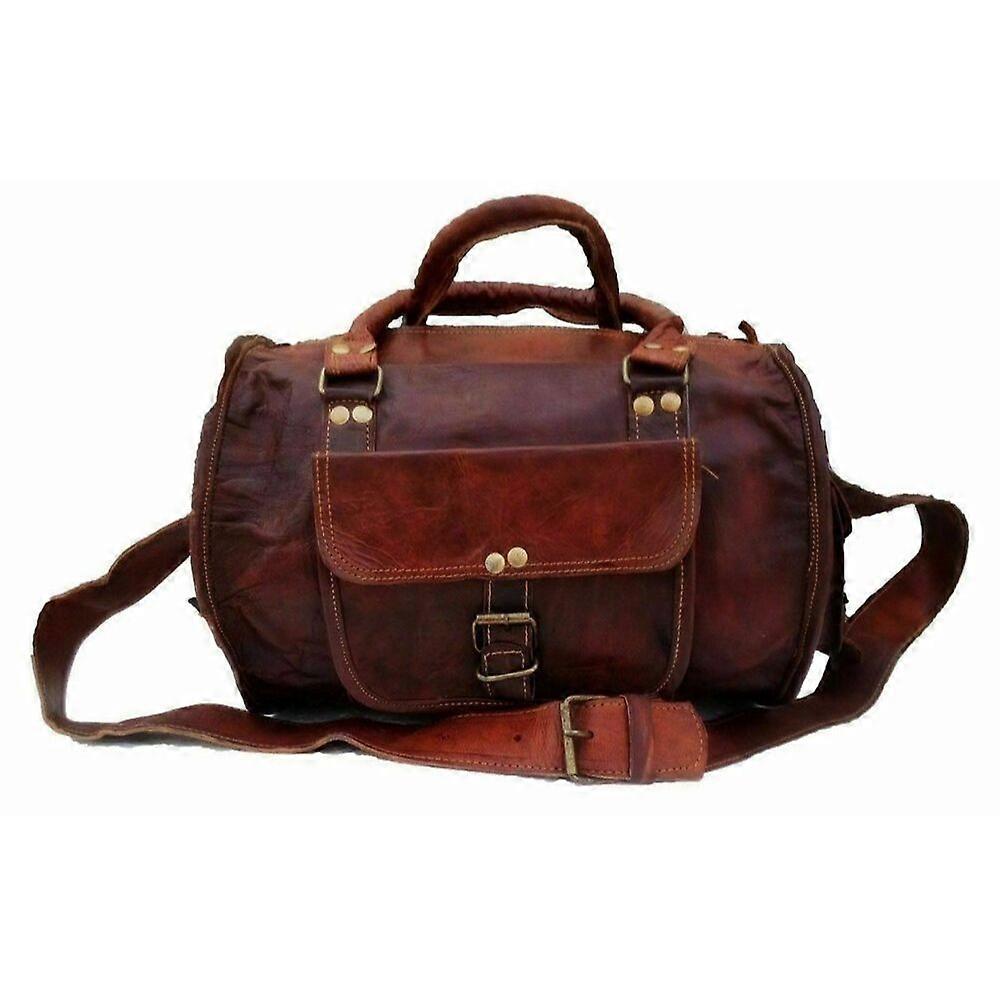 Väska Äkta Duffel Äkta Get Läder Resbagage Vintage Gym