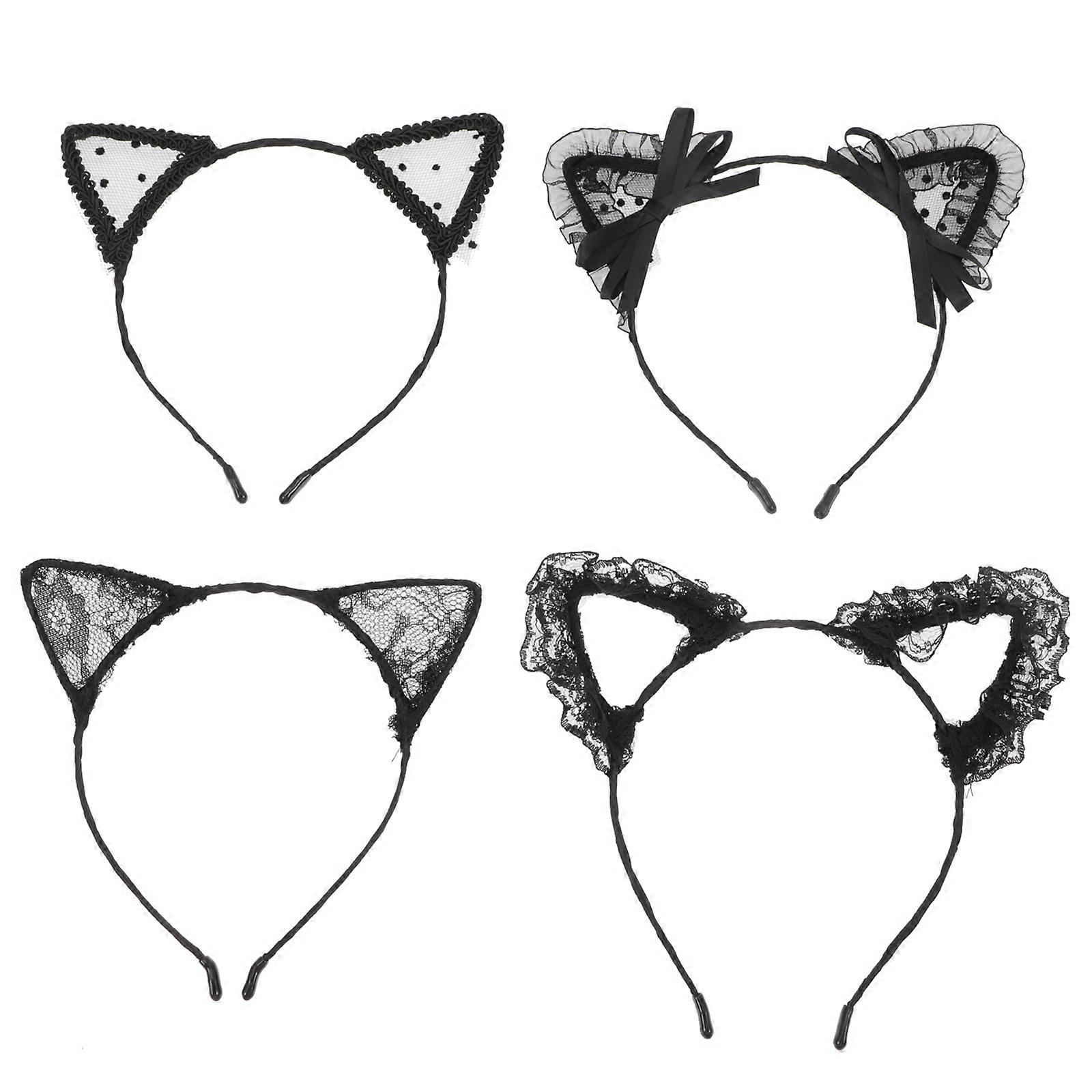 Here's a refined and engaging product description based on your input:
**4pcs Lace Animal Ears Headbands for Women – Lightweight & Stylish Hair