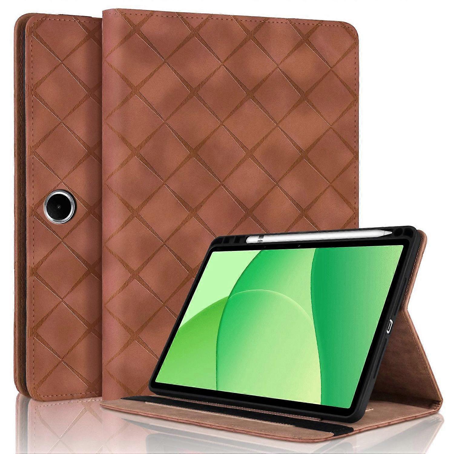 Embossed Leather Case For OPPO Pad SE 11 - Brown