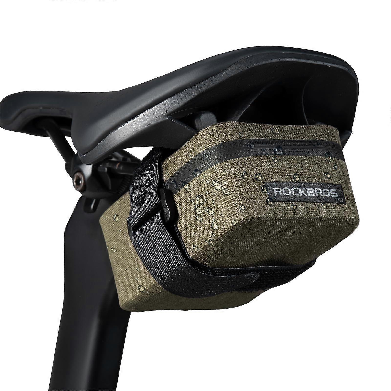 Bicycle Saddle Bag Mini Waterproof Lightweight Seat Post Bag for Road Bikes and MTB, Compact Khaki Bicycle Accessory