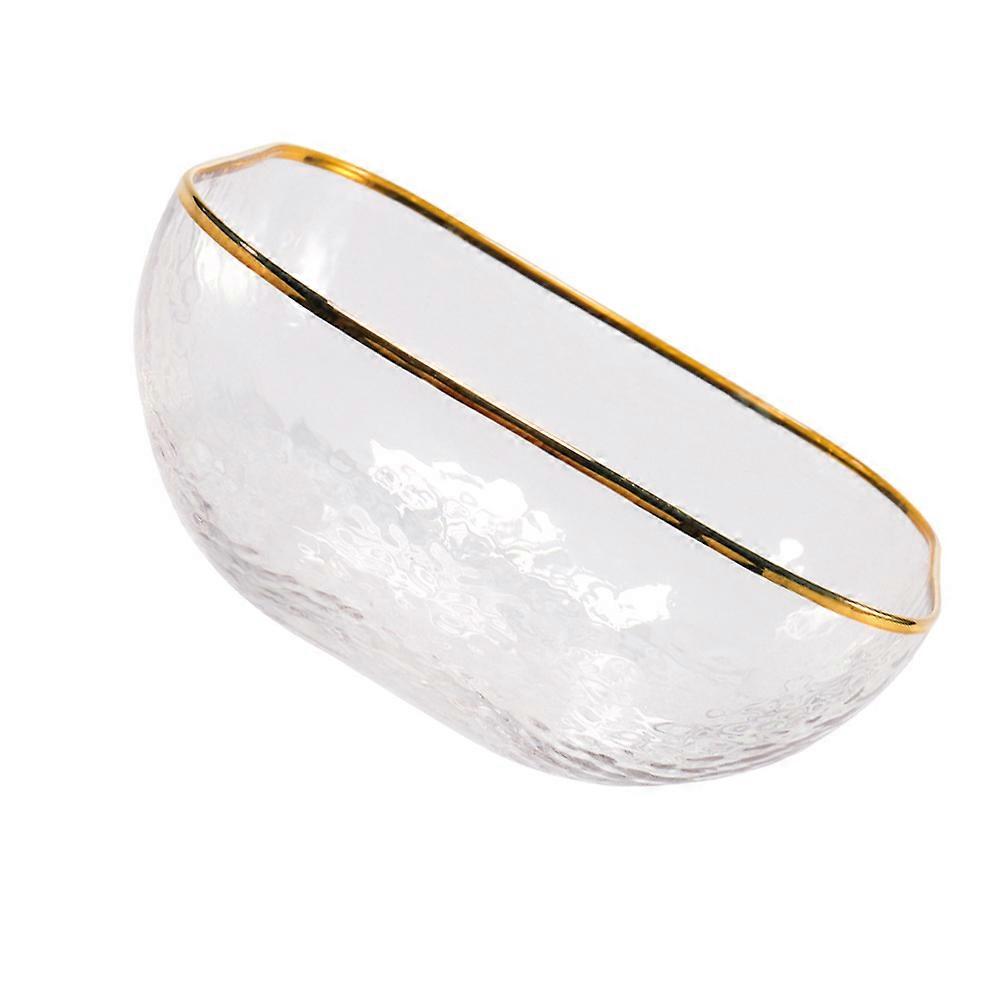 Kitchen Salad Bowl Glass Tableware Transparent Gold Trim Conference Fruit Serving 15.40X15.40X7.50CM 1Pack